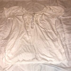 Women's White Lace-Up Top